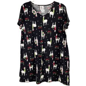 SECRET TREASURES Sleepwear Holiday FA LA LA LLama Nightshirt Size Large 14 / 18